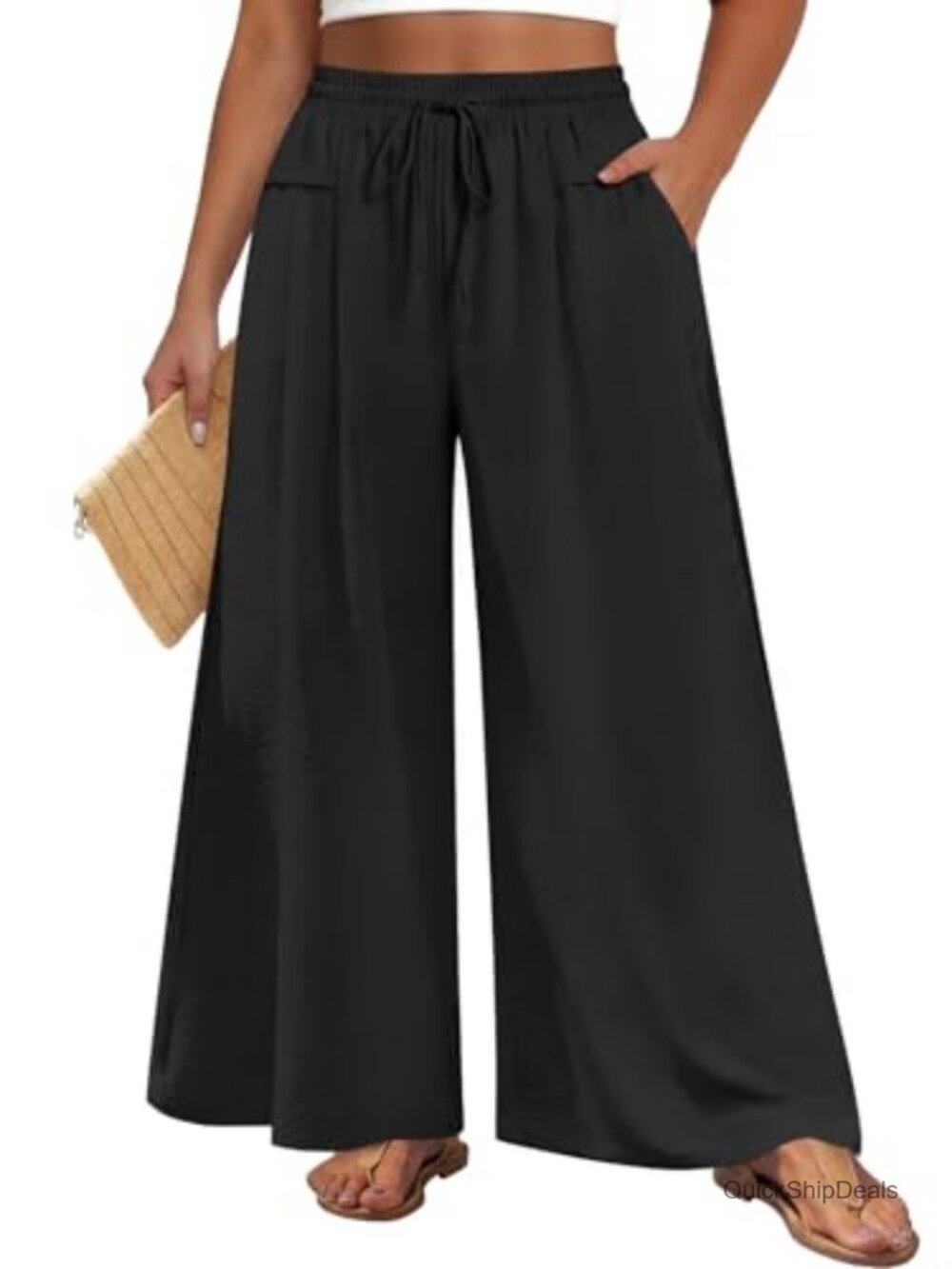 Women's Plus Size Wide Leg Palazzo Pants Flowy Dressy Casual